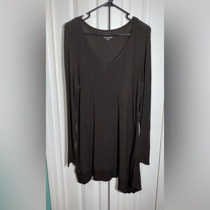 Eileen Fisher Long Sleeve Brown V-neck Tunic M Viscose Italian Yarn Boho   AA10